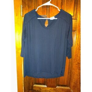 Old Navy Black V Neck 3/4 Sleeve Keyhole Back Top Womens Large